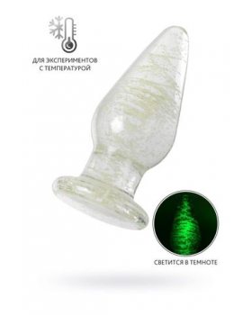 Анальная втулка Sexus Glass светящаяся в темноте, стекло, прозрачная, 9.8 см 912309