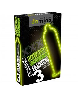 Презервативы Domino Neon Green светящиеся 3 шт, цена за уп