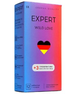 ПРЕЗЕРВАТИВЫ EXPERT WILD LOVE № 12+3 (РЕБРИСТЫЕ С ТОЧКАМИ), цена за 1 шт 201-0601