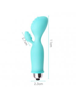 Вибромассажер Бирюзовый со стимулятором клитора -10038-foto5