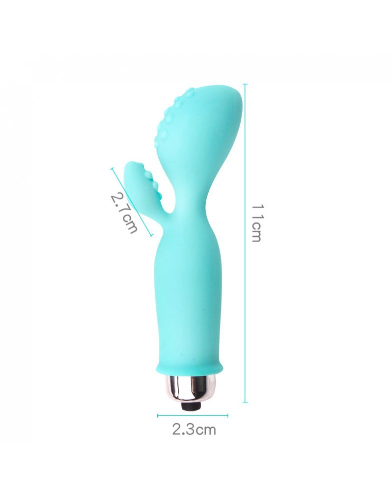 Вибромассажер Бирюзовый со стимулятором клитора -10038-foto5