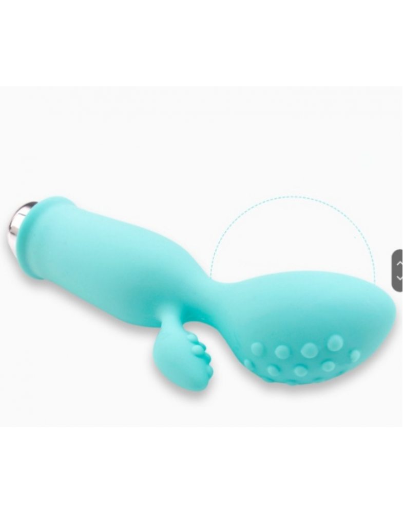 Вибромассажер Бирюзовый со стимулятором клитора -10038-foto2