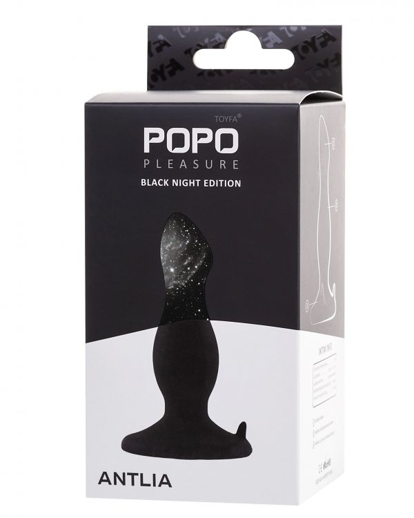 Анальная втулка TOYFA POPO Pleasure Antlia, силиконовая, черная,10,5 см 731423