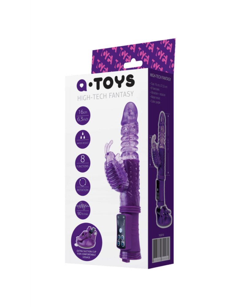 Вибратор с клиторальным стимулятором TOFA A -Toys High-Tech fantasy,TPR фиолетовый 23 см -765010-foto2