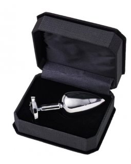 Анальная втулка Metal by TOYFA.металл серебряная с черным кристаллом 10 см * 4 см 360 г-712009-foto3