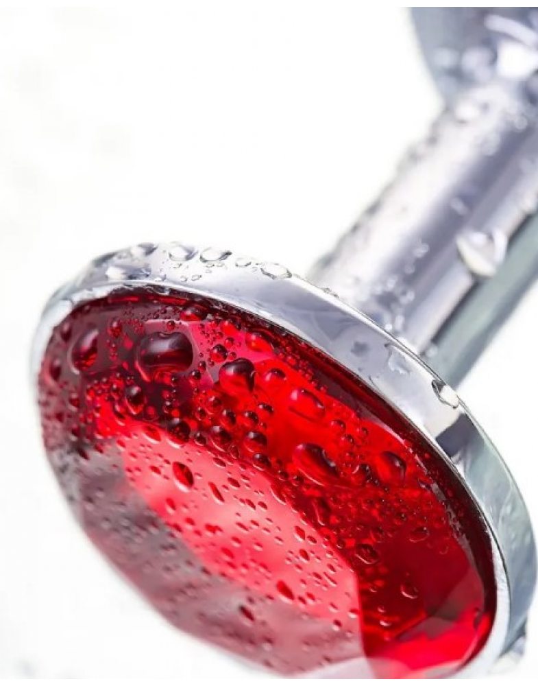 Анальная втулка Metal by TOYFA.металл серебряная с рубиновым кристаллом  7.5 ,  Ø3 см 145 г-712002-foto5