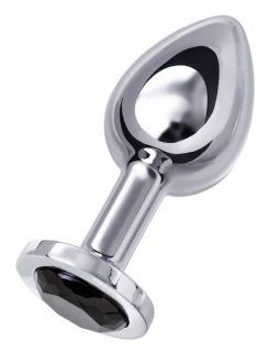 Анальная втулка Metal by TOYFA.металл серебряная с черным кристаллом 10 см * 4 см 360 г-712009