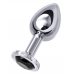 Анальная втулка Metal by TOYFA.металл серебряная с черным кристаллом 10 см * 4 см 360 г-712009