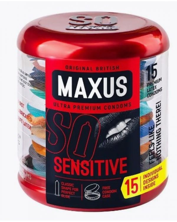 ПРЕЗЕРВАТИВЫ "MAXUS" SENSITIVE № 15 (ультратонкие) в железном кейсе, цена 1 през