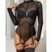 Black Leather Bondage Chain Bandage C80888