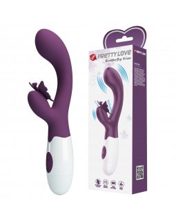 Вибратор с клиторальной бабочкой Butterfly Kiss BI-014927-A2
