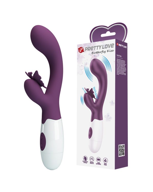 Вибратор с клиторальной бабочкой Butterfly Kiss BI-014927-A2