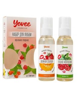 Набор гелей-смазок Yovee для любви (721007+721009), вкусовые (клубника/дыня+малина/мята), 2х100 мл