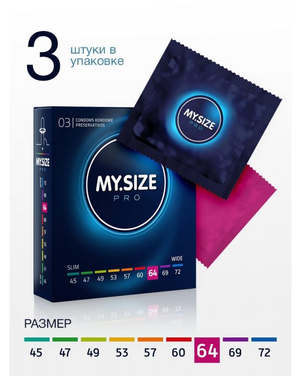 Презервативы MY.SIZE № 3 размер 64 (ширина 64 мм), цена за упак