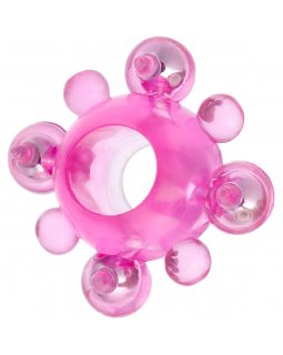 Эрекционное кольцо c бусинками от ToyFa, цвет розовый, 888004