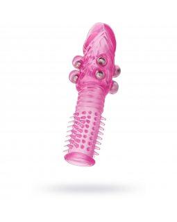 Насадка на пенис с шариками TOYFA, розовый, 14 см 888010-3	