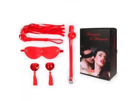 НАБОР (маска, кляп, пэстисы, плётка) красный NTB-80609