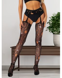 Колготки в сеточку с вырезом-WW7021 Колготки в сеточку с вырезом-WW7021