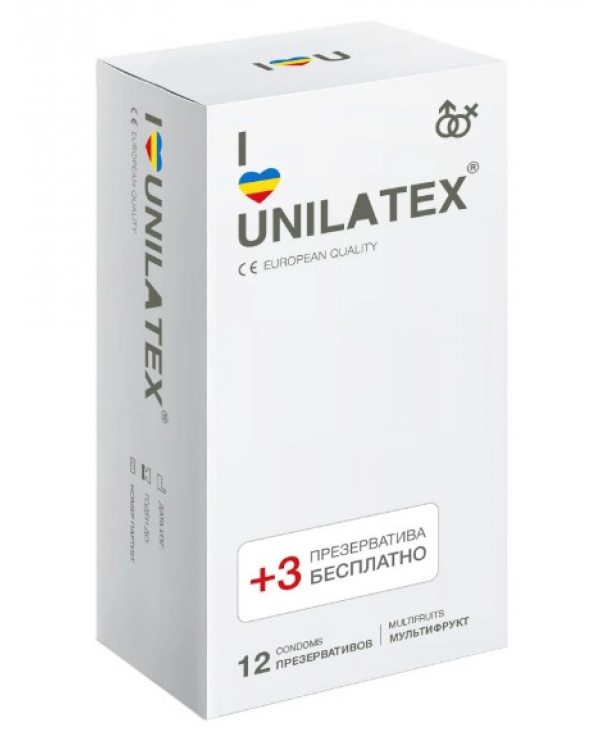 ПРЕЗЕР-ВЫ UNILATEX "Multifruts" цветные ароматизированные 15 шт., арт. 3014 цена за 1 шт