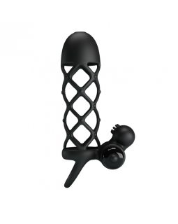 Силиконовая ажурная вибронасадка с стимулятором клитора BI-026236-foto4