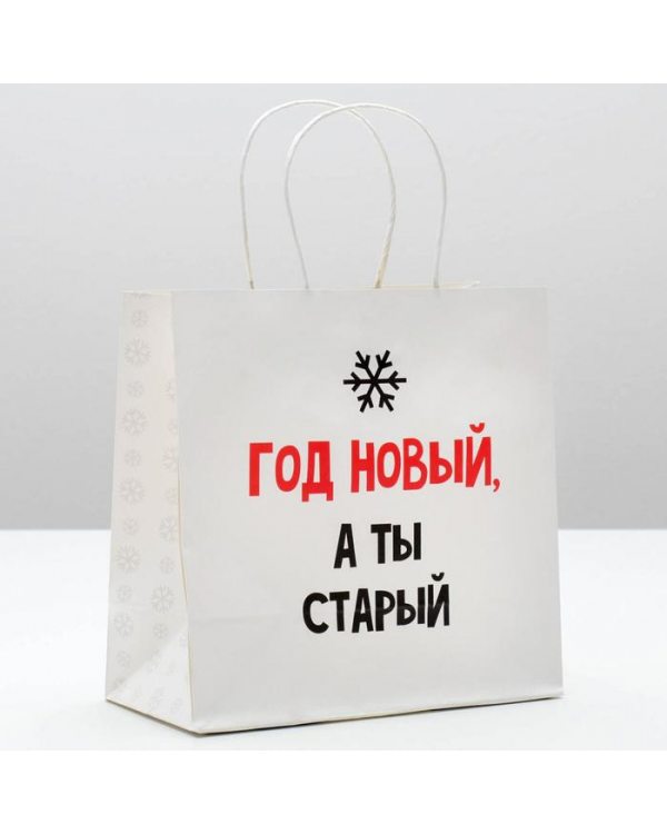Пакет подарочный «Год новый, а ты старый», 22 × 22 × 11 см 4865445