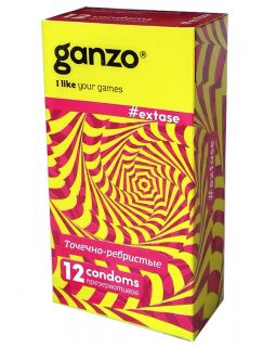 Презервативы GANZO EXTASE №12 анатоми. с точечной и ребристой текстурой, цена за 1 шт