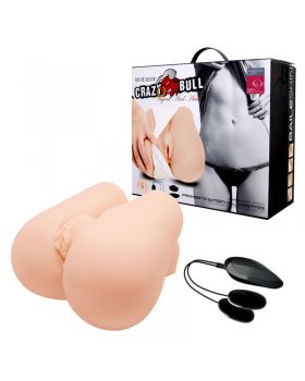 Мастурбатор вагина-анус с двумя виброяйцами BM-009113Z-1