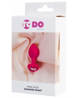 Анальная втулка ToDo by Toyfa Diamond Heart, силикон, розовая, 7 см, Ø 2 см, 18 г 357023