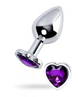 Анальная втулка MetalbyTOYFA, металл, серебр, с фиолет.кристаллом, 8 см, Ø3,4 см, 85 г717014-4