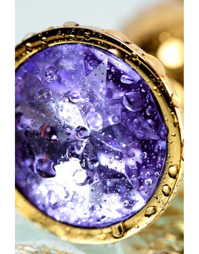 Анальная втулка Metal byTOYFA, металл, золотая, с фиолето кристаллом,7 см, Ø2,8 см,50 г717004-15-foto2