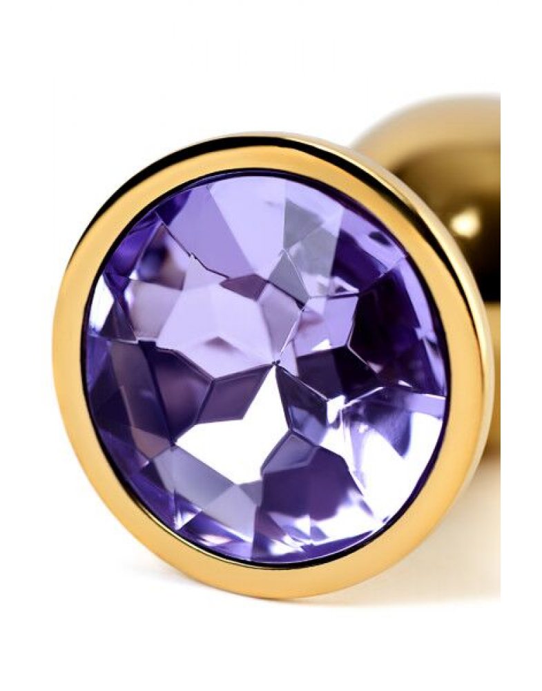 Анальная втулка Metal byTOYFA, металл, золотая, с фиолето кристаллом,7 см, Ø2,8 см,50 г717004-15-foto4