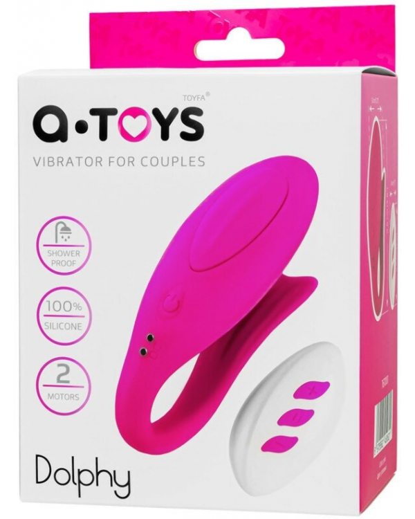 Вибратор для пар A-TOYS Dolphy, силикон, розовый, 9,6 см 767001
