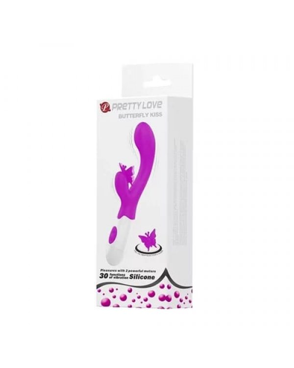 Вибратор с клиторальной бабочкой Butterfly Kiss BI-014927