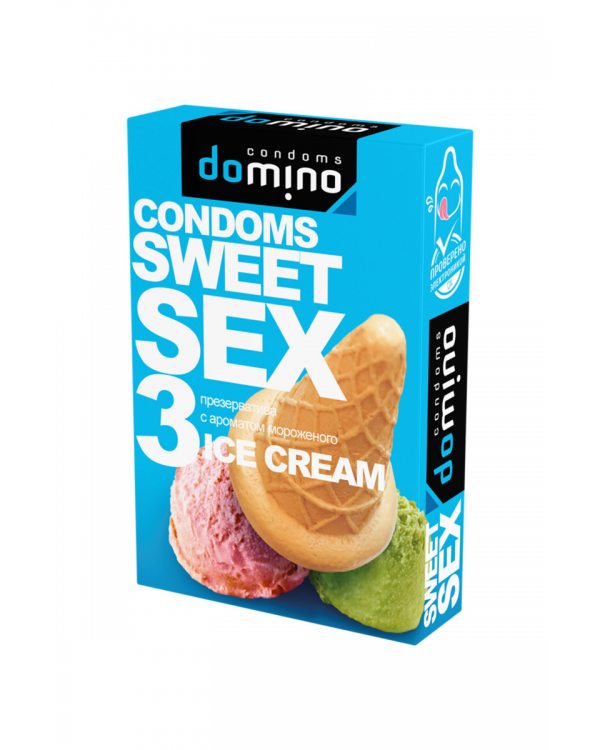 ПРЕЗЕРВАТИВЫ "DOMINO" SWEET SEX ICE CREAM 3штуки (оральные), цена за упак