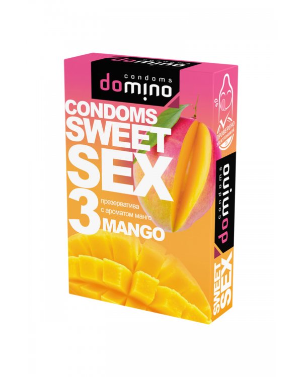 ПРЕЗЕРВАТИВЫ "DOMINO" SWEET SEX MANGO 3штуки (оральные), цена за упак