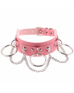 Ошейник с металлическими кольцами цвета в ассортименте-foto3