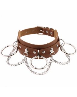 Ошейник с металлическими кольцами цвета в ассортименте-foto6