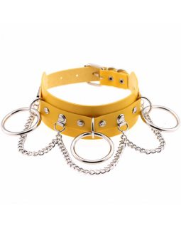 Ошейник с металлическими кольцами цвета в ассортименте-foto9