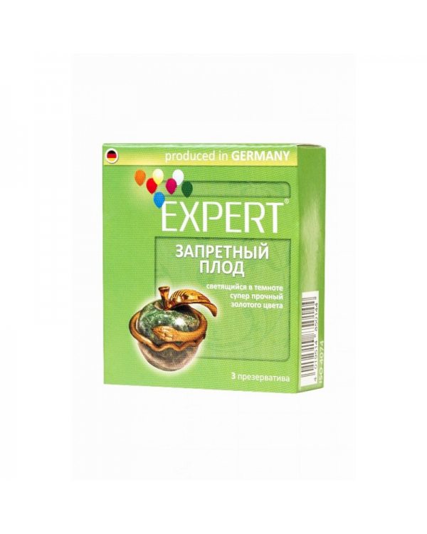 Презервативы Expert "Запретный плод" №3, светящийеся в темноте, золотого цвета
