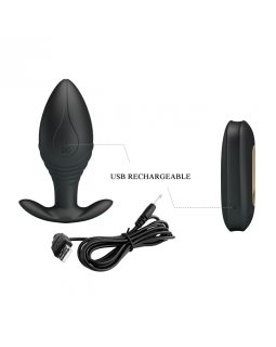 Анальная силиконовая пробка с вибрацией PrettyLove BI-040078W-foto4