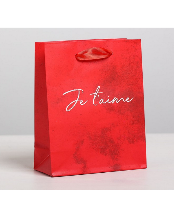 Пакет подарочный ламинированный вертикальный Je tiame, M 26 x 30 × 9 см