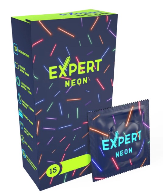 ПРЕЗЕРВАТИВЫ EXPERT NEON № 15 (СВЕТЯЩИЕСЯ) NEW, 15 штук
