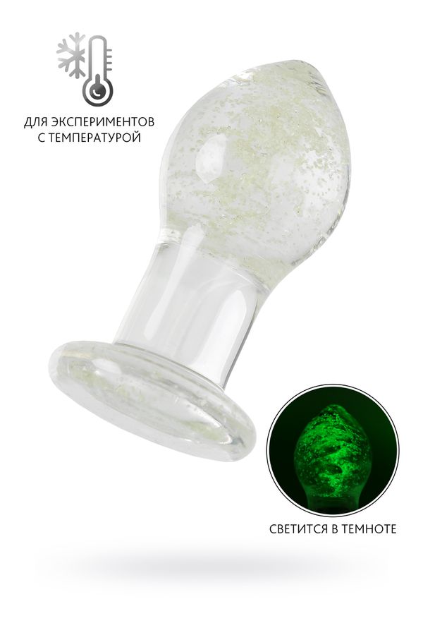 Анальная втулка Sexus Glass светящаяся в темноте, стекло, прозрачная, 9 см 912308