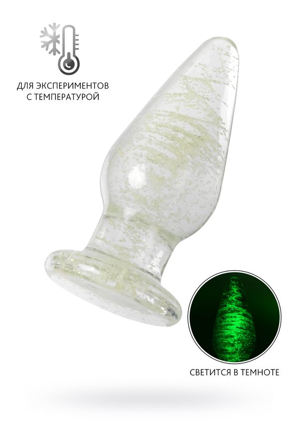 Анальная втулка Sexus Glass светящаяся в темноте, стекло, прозрачная, 9.8 см 912309