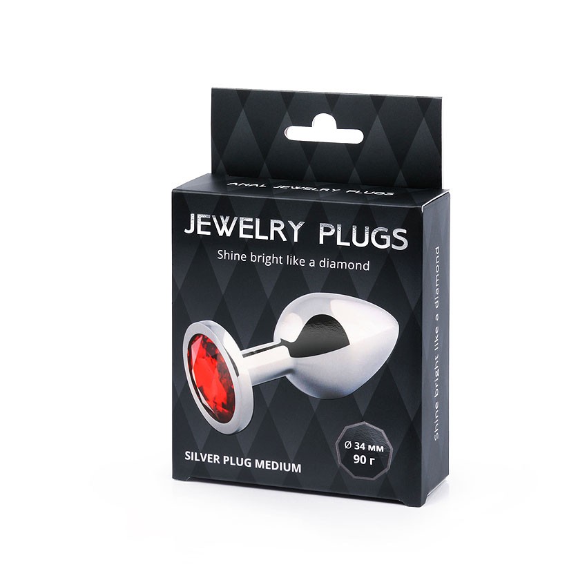 SILVER PLUG MEDIUM (втулка анальная), L 82 мм, D 34 мм, вес 90 г, красный, SM-16