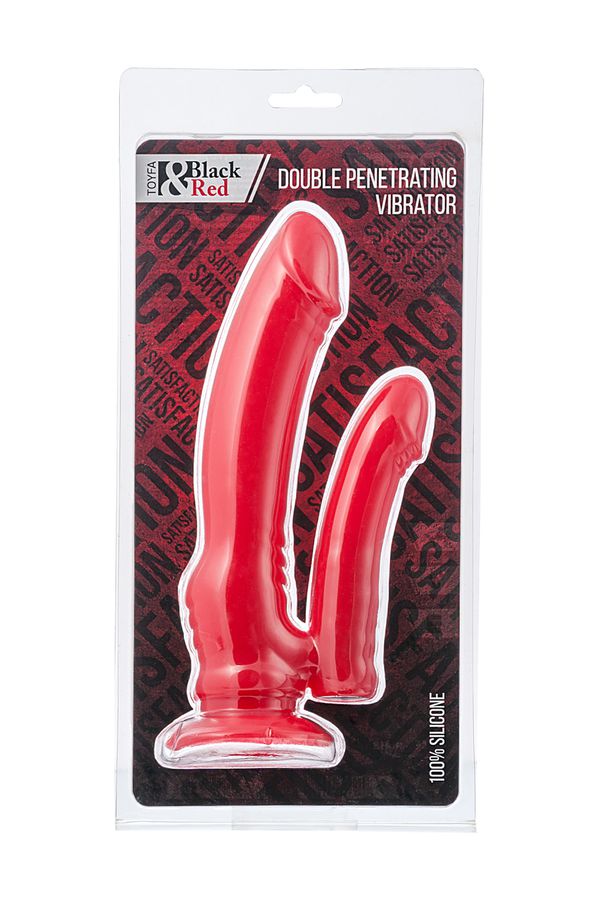 Анально-вагинальный вибратор Black & Red by TOYFA, силикон, красный, 19,5 см 901402-9