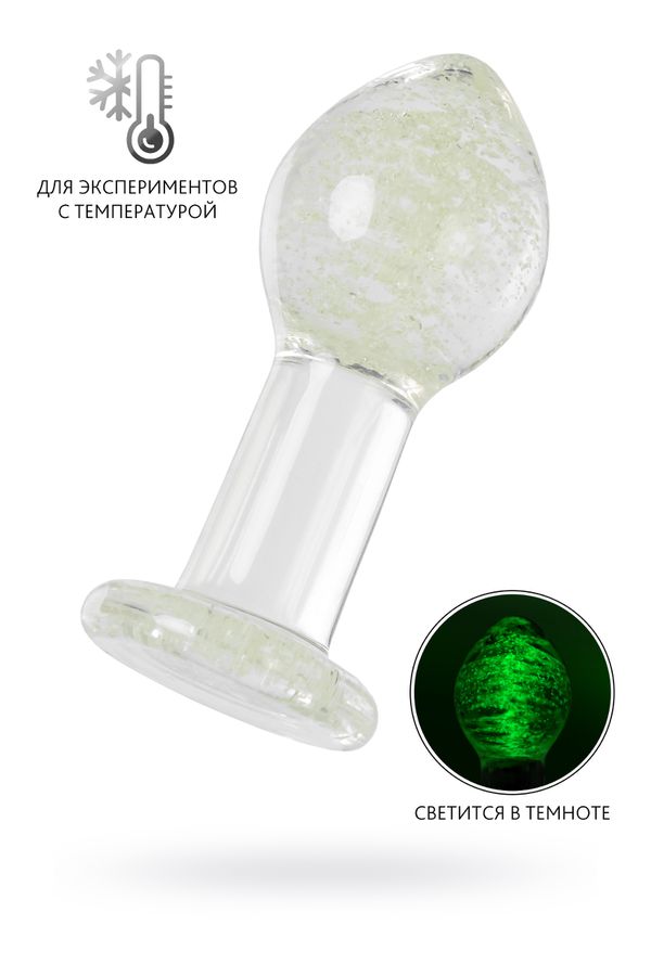 Анальная втулка Sexus Glass светящаяся в темноте, стекло, прозрачная, 6,5 см 912307