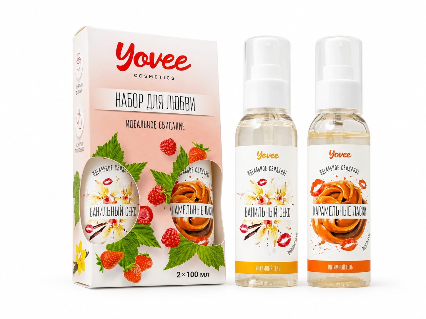 Набор гелей-смазок Yovee для любви (721011+721013), вкусовые (ваниль.сливки+карамель), 2х100 мл