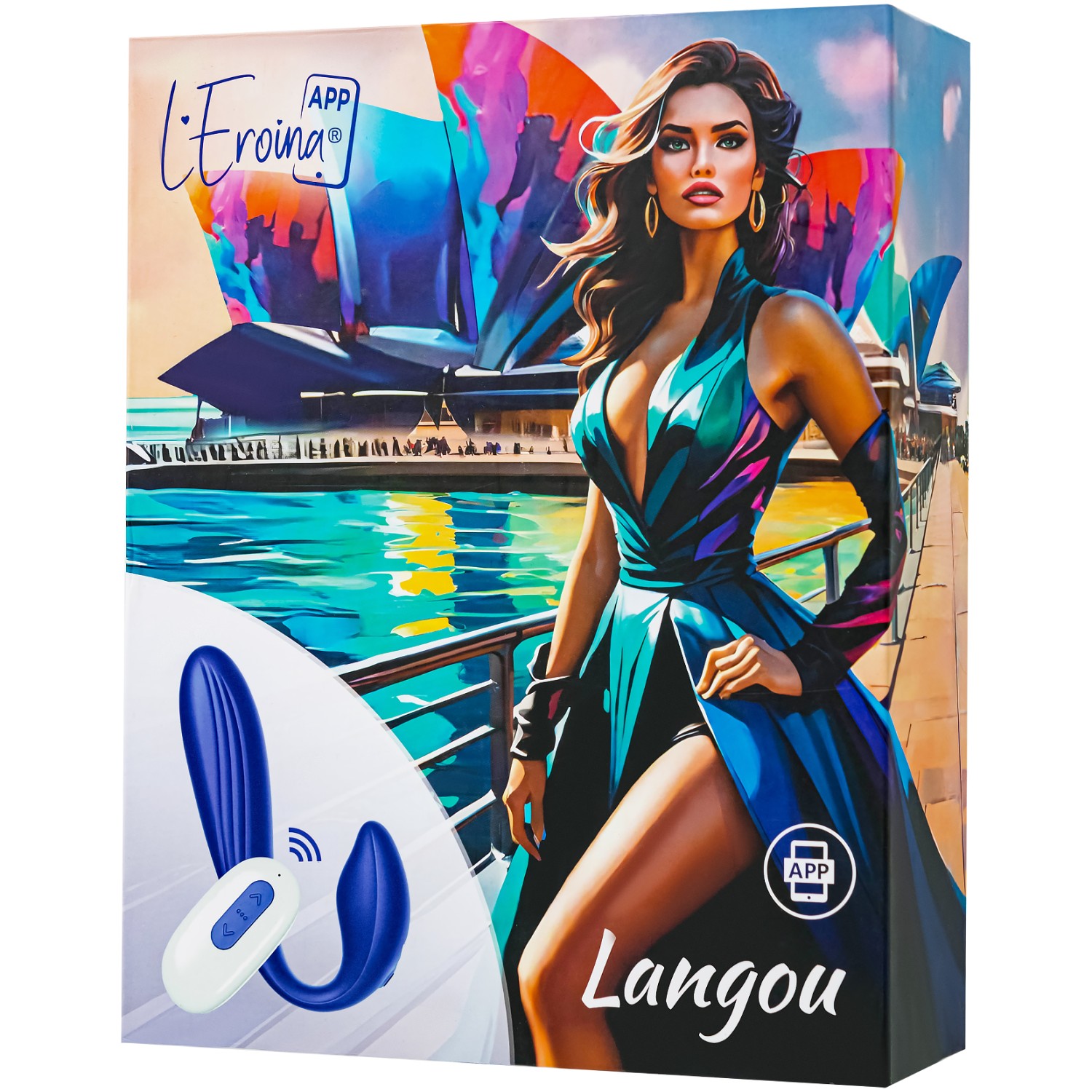 Вибратор для пар L`Eroina APP LANGOU синий, 16,5 см 565002