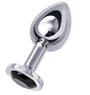 Анальная втулка Metal by TOYFA.металл серебряная с черным кристаллом 10 см * 4 см 360 г-712009